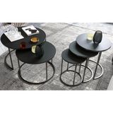 Vivense Tubihome Sehpa Takımı, Siyah Cam, Siyah Ayak - 75 cm x 75 cm x 45 cm