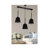 Vivense Üçlü Cakalı Siyah Sarkıt Avize Antrasit Siyah Şapkalı - 55 cm x 15 cm x 55 cm