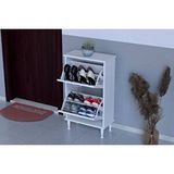 Vivense Umay Ayaklı 52 Cm 2 Düşer Kapaklı Ayakkabılık, Beyaz