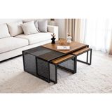 Vivense Valensiya Orta Sehpa Takımı, Antik Ceviz - 110 cm x 70 cm x 42 cm