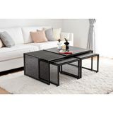 Vivense Valensiya Orta Sehpa Takımı, Mermer Desen - 110 cm x 70 cm x 42 cm - Siyah
