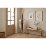 Vivense Vesti Ahşap Ayaklı Metal Portmanto Elbise Askılık, Siyah Naturel, Mu8 - 47 cm x 47 cm x 164 cm