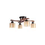 Vivense Weston Dörtlü Ceviz Çift Camlı Plofonyer Avize - 56 cm x 1 cm x 28 cm