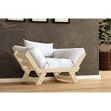 Vivense Woodesk Adalar Masif Ahşap Berjer, Natural-Kırık Beyaz Renk - Krem