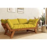 Vivense Woodesk Adalar Masif Ahşap Ikili Kanepe, Tik-Sarı Renk - 75 cm x 180 cm x 70 cm