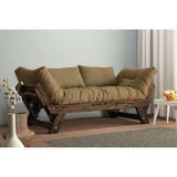 Vivense Woodesk Adalar Masif Ahşap Kanepe, Ceviz-Camel Renk - Açık Kahverengi - 75 cm x 180 cm x 70 cm