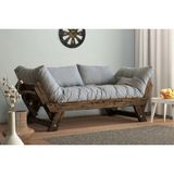 Vivense Woodesk Adalar Masif Ahşap Kanepe, Ceviz-Gri Renk - 75 cm x 180 cm x 70 cm