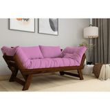 Vivense Woodesk Adalar Masif Ahşap Kanepe, Ceviz-Pembe Renk - 75 cm x 180 cm x 70 cm
