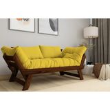Vivense Woodesk Adalar Masif Ahşap Kanepe, Ceviz-Sarı Renk - 75 cm x 180 cm x 70 cm