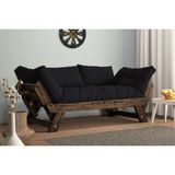 Vivense Woodesk Adalar Masif Ahşap Kanepe, Ceviz-Siyah Renk - 75 cm x 180 cm x 70 cm