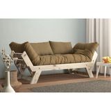 Vivense Woodesk Adalar Masif Ahşap Kanepe, Natural-Camel Renk - Açık Kahverengi - 75 cm x 180 cm x 70 cm