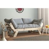 Vivense Woodesk Adalar Masif Ahşap Kanepe, Natural-Gri Renk - 75 cm x 180 cm x 70 cm