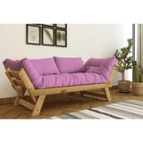 Vivense Woodesk Adalar Masif Ahşap Kanepe, Natural-Pembe Renk - 75 cm x 180 cm x 70 cm