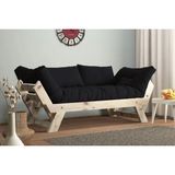 Vivense Woodesk Adalar Masif Ahşap Kanepe, Natural-Siyah Renk - 75 cm x 180 cm x 70 cm