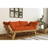 Vivense Woodesk Adalar Masif Ahşap Kanepe, Natural-Turuncu Renk - 210x75
