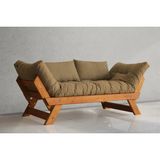 Vivense Woodesk Adalar Masif Ahşap Kanepe, Tik-Camel Renk - Kahverengi - 75 cm x 180 cm x 70 cm