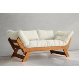 Vivense Woodesk Adalar Masif Ahşap Kanepe, Tik-Kırık Beyaz Renk - 75 cm x 180 cm x 70 cm
