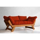 Vivense Woodesk Adalar Masif Ahşap Kanepe, Tik-Kırmızı Renk - 75 cm x 180 cm x 70 cm