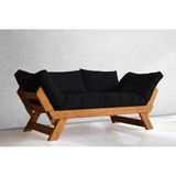 Vivense Woodesk Adalar Masif Ahşap Kanepe, Tik-Siyah Renk - 180 cm x 75 cm x 70 cm