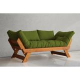 Vivense Woodesk Adalar Masif Ahşap Kanepe, Tik-Yeşil Renk - 75 cm x 180 cm x 70 cm