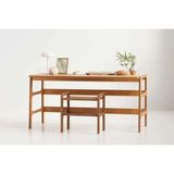 Vivense Woodesk Elara Ahşap Çalışma Masası, Tik Renk - Genişlik: 150 cm, Derinlik: 60 cm, Yükseklik: 75 cm - Teak - Antrasit