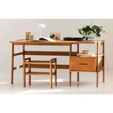 Vivense Woodesk Nordik Ahşap Çalışma Masası, Tik Renk - Genişlik: 180 cm, Derinlik: 60 cm, Yükseklik: 75 cm - Teak - Antrasit