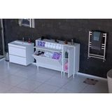 Vivense Yenice Banyo Dolabı, 85 cm 2 Sepetli, 130 cm - 135 cm x 32.5 cm x 97 cm - Beyaz