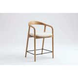 Vivense Yılan Bar Sandalyesi, Naturel Ahşap, Krem Kumaş - 56 cm x 51 cm x 101 cm