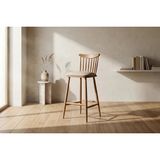 Vivense Yıldız Bar Sandalyesi, Naturel Ahşap, Krem Kumaş - 51 cm x 51 cm x 103 cm