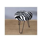 Vivense Yuvarlak Peluş Puf, Zebra Desen Siyah