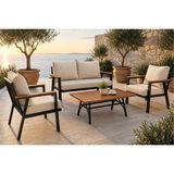 Vivense Zelve Minderli Bahçe Balkon Teras Oturma Grubu, 4 Kişilik, Bej - 132 cm x 68 cm x 77 cm
