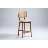 Vivense Zion Bar Sandalyesi, Naturel Ahşap, Krem Kumaş - 43 cm x 53 cm x 108 cm