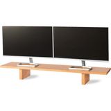 Viveres Woodrise Xl - Beyaz Meşe Iki Monitör Için Geniş Ahşap Bilgisayar Standı, Monitör ve Ekran Yükseltici (90X19)