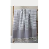 Vivesta Home %100 Pamuk İnce Çizgili Gri Beyaz 90x170 cm Peştemal Plaj Havlusu