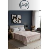 Vivesta Home %100 Pamuk Saçaklı Tek Kişilik Yatak Örtüsü - Koltuk Örtüsü 160X220 – Şık ve Modern Tasarım - Pudra - 160 x 220 cm