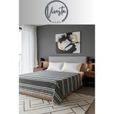Vivesta Home %100 Pamuk Saçaklı Tek Kişilik Yatak Örtüsü - Koltuk Örtüsü - 160X220 – Şık ve Modern Tasarım - Siyah - 160 x 220 cm
