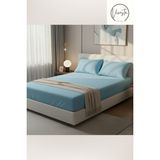 Vivesta Home 180X200 Çift Kişilik Lastikli Çarşaf Seti + 2 Adet 50X70 Yastık Kılıfı | Kaymaz, Yumuşak Kullanım - Mavi - 180×200