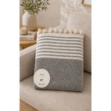 Vivesta Home 180X230 cm Pamuklu Hasır Dokuma Koltuk Örtüsü Kaymaz Şal Örtü Çekyat Kanepe Koruyucu Premium Seri - 180 x 230 cm - Gri
