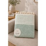 Vivesta Home 180X230 cm Pamuklu Hasır Dokuma Koltuk Örtüsü Kaymaz Şal Örtü Çekyat Kanepe Koruyucu Premium Seri - 180 x 230 cm - Mint Yeşili