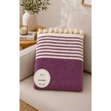 Vivesta Home 180X230 cm Pamuklu Hasır Dokuma Koltuk Örtüsü Kaymaz Şal Örtü Çekyat Kanepe Koruyucu Premium Seri - 180 x 230 cm - Mürdüm