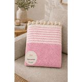 Vivesta Home 180X230 cm Pamuklu Hasır Dokuma Koltuk Örtüsü Kaymaz Şal Örtü Çekyat Kanepe Koruyucu Premium Seri - 180 x 230 cm - Pembe