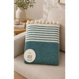 Vivesta Home 180X230 cm Pamuklu Hasır Dokuma Koltuk Örtüsü Kaymaz Şal Örtü Çekyat Kanepe Koruyucu Premium Seri - 180 x 230 cm - Petrol Mavi