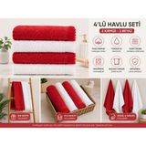 Vivesta Home Pamuklu Mutfak Havlusu 4'lü Set 30X50 cm El ve Kurulama Havlusu Yumuşak Emici Çok Amaçlı - Kırmızı