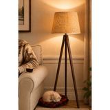 Vivido Home Ceviz Rattan Hasır Ahşap Lambader - Kayın - Kum Beji