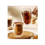 Vivien Home 300 ml 2li Çift Camlı Çift Cidarl Cam Kupa Ev Ofis Fincani Çift Katlı Kulplu Cam Bardak