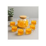 Vivien Home Isıya Dayanıklı 1000 ml Süzgeçli Cam Demlik 6adet Kupa Bardak Borosilikat ,