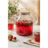Vivien Home Isıya Dayanıklı 1600 ml Süzgeçli Cam Demlik Bitki Çayları , Borosilikat ,sürahi