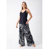 VIVIS Çiçek Desenli Normal Bel Pantolon, XL, 50VIV10702, Siyah, Kadın