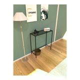 Vivo Metal Dresuar Dekoratif Kahve Köşesi Konsol Siyah Füme Camlı 80 Cm Mat Siyah