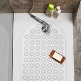 Vivo Store Vıvo 2 Adet Duşa Kabin Banyo & Duş Kaydırmazı & Küvet Paspası Vantuzlu Oval Masajlı 37X69CM V-142 - Beyaz - 37 x 69 cm